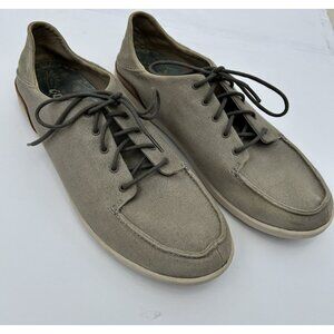 Olukai Gray Manoa Canvas Sneakers Lace Up Mens Size 13 Athleisure Casual Slipon